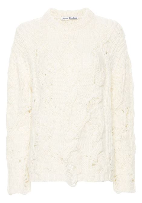 Beige distressed chunky-knit jumper Acne - women